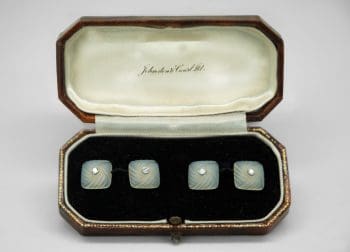 Carved rock crystal and diamond cufflinks