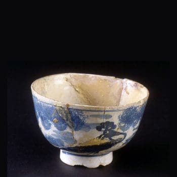 Poorly repaired earthenware bowl image