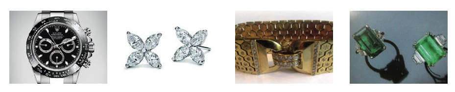 Images of jewellery and a watch