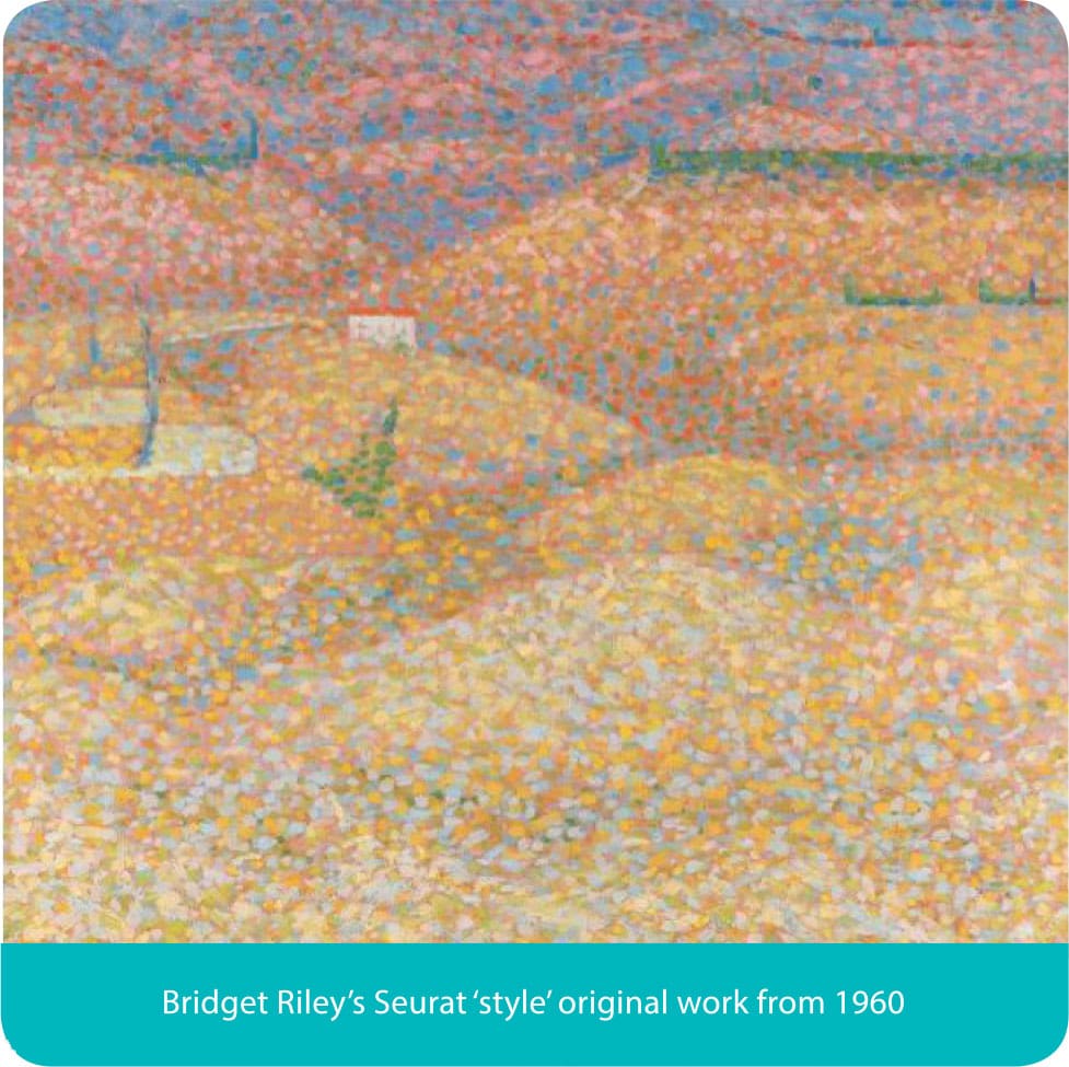 Bridget Riley's Seurat style original work from 1960