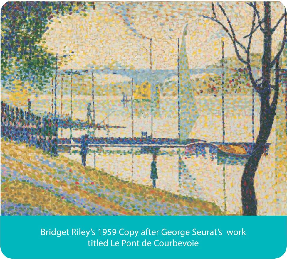 Bridget Riley's 1959 copy after George Seurat's work titled Le Pont de Courbevoie
