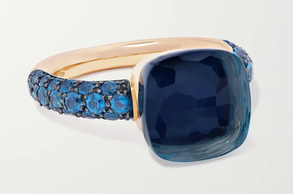 POMELLATO Nudo 18-karat rose and white-gold, lapis lazuli and topaz ring