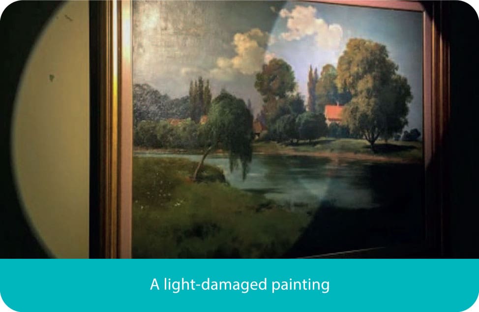 light damage on a painting 