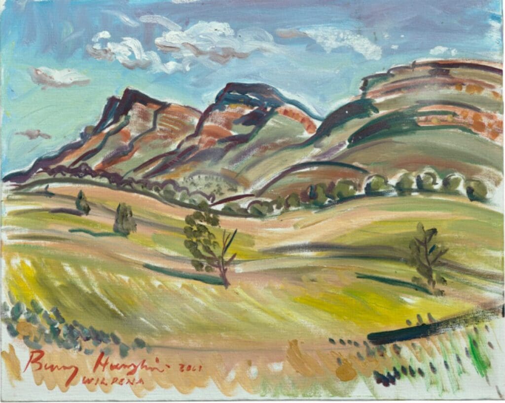 Lot 5 a view of Wilpena painted by Barry himself sold for £21,420 versus an estimate of £3k-£5k