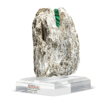 This example of a Habachtal emerald in its original matrix was sold at Christies in May 2023 and achieved a hammer of £2,394 inclusive of fees against a £2,000-3,000 estimate.