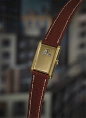 Above: A Cartier Tank à Guichets manual wind jump hour wristwatch, 1931. Movement by European Watch and Clock Co. Sold at Phillips in 2017 for $131,250.
