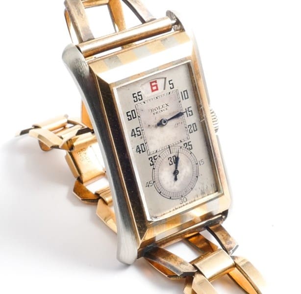 Above: A 1930s Rolex Prince manual wind jump hour wristwatch, ref. 7055. Sold at Bulstrodes Auction rooms in 2017 for £8,800. We would recommend an insurance valuation in the region of £16,000 for this model – subject to change upon physical inspection.
