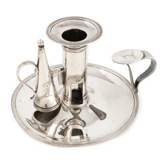 A rare George III provincial silver tontine chamberstick and snuffer