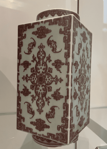 A Qianlong red-and-white cong vase at the ROM, dimensions unknown. Photograph by Ashley Innes.