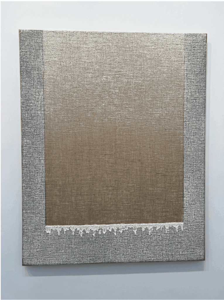 Conjunction 24-37 by Ha Chong-Hyun, 2024, oil on hemp cloth, 162cm x 130cm. Viewed at Kukje Gallery at Frieze London 2025. Photograph by Ashley Innes.