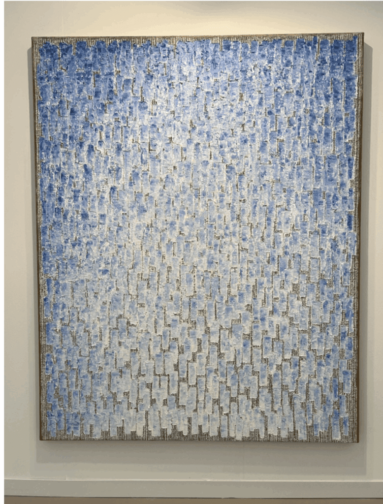 Conjunction 22-66 by Ha Chong-Hyun, 2022, oil on hemp cloth, 227cm x 182cm. Viewed at Tina Kim Gallery at Frieze London 2025. Photograph by Ashley Innes.