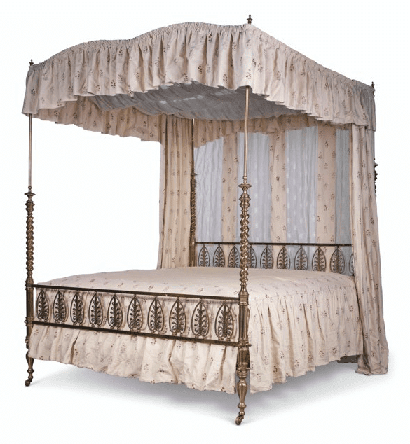 The Robert Kime aesthetic: a 19th century continental brass bed dress by Robert Kime Ltd., sold Christies, July 2020 for £21,250 (estimate £3,000 – 5,000)