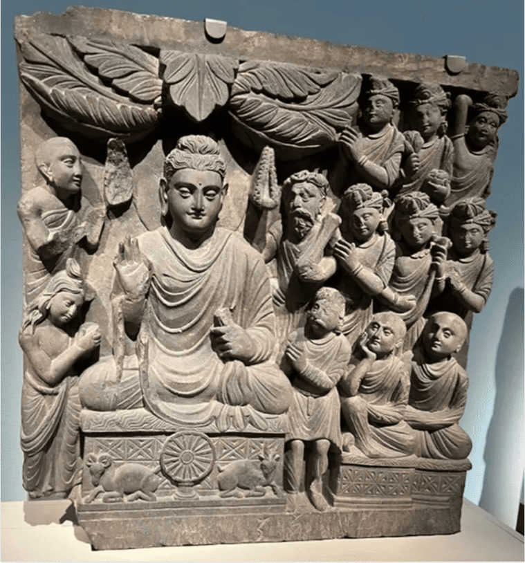 A Gandharan frieze at the Smithsonian National Museum of Asian Art for comparison. Photograph by Ashley Innes.