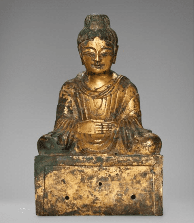 Photograph of the first known dated Chinese Buddha at the Asian Art Museum for comparison. Photograph by Ashley Innes