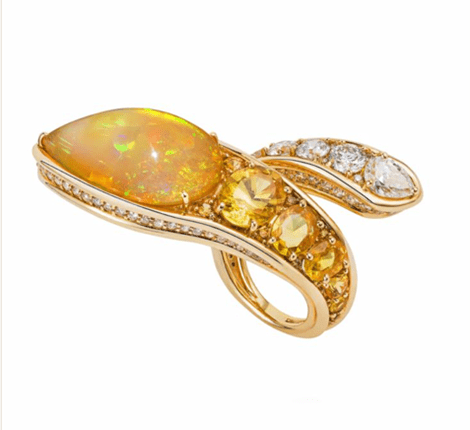 Fernando Jorge Ethiopian opal, sapphire and diamond ring.