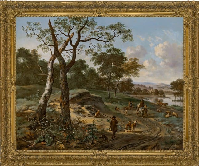 Jan Wijnants A Wooded Landscape with Figures