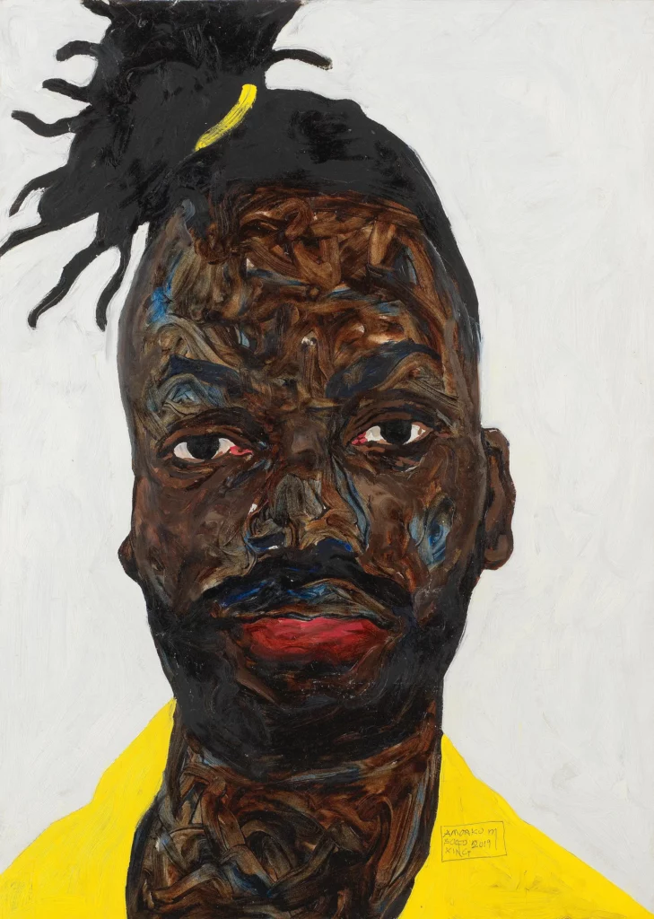 Amoako Boafo (Ghanaian, born 1984) Self-Portrait 2019 (framed). Sold for £102,000