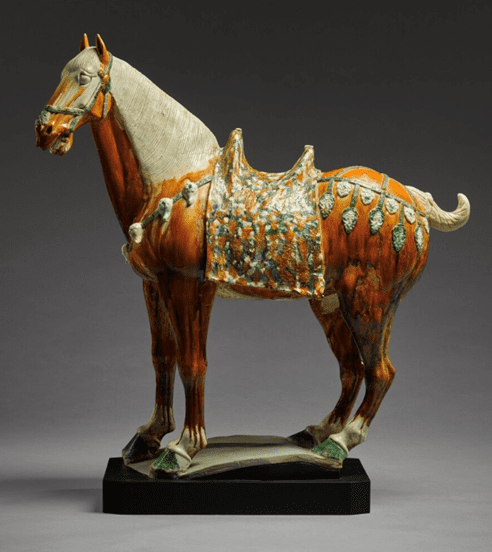 A Tang sancai horse sold at Sotheby’s for 414,300 GBP in 2021. Photograph by Sotheby’s.