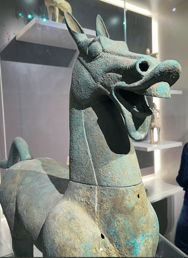 A bronze Han horse on display at Compton Verney in Warwickshire. Photograph by Ashley Innes