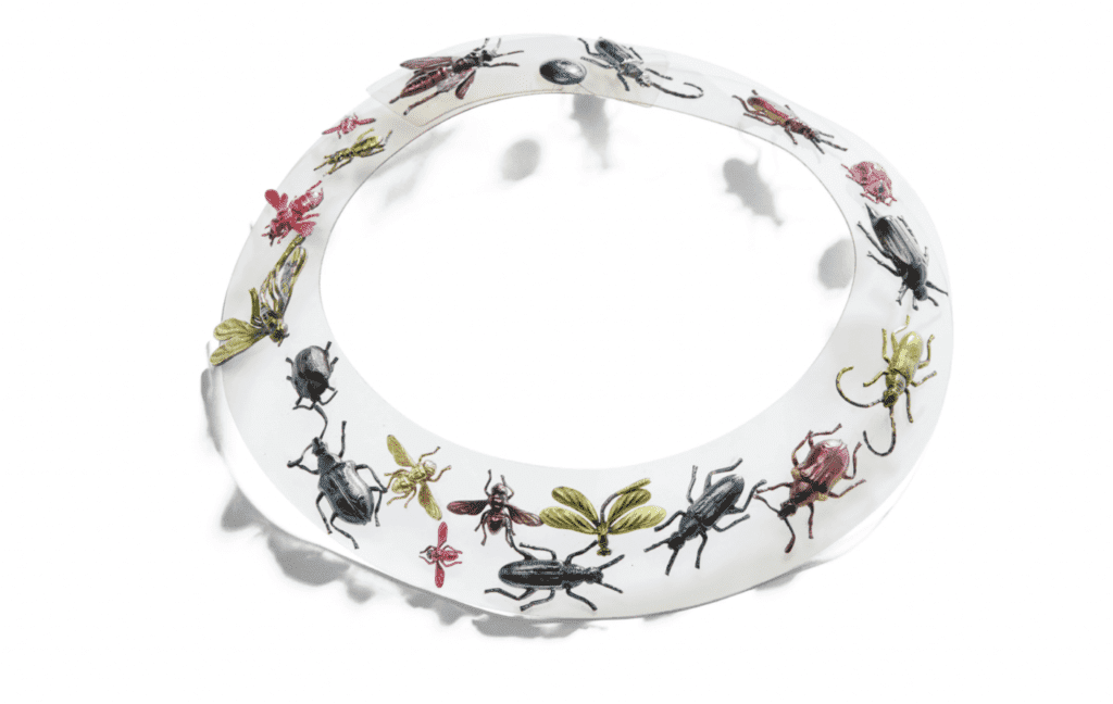 A rare Schiaparelli autumn/ winter 1938 necklace of rhodoid and metal, sold ‘Collection Quidam de Revel’, Sotheby’s Paris, July 2018 for €85,000 euro (insurance region of £100,000)