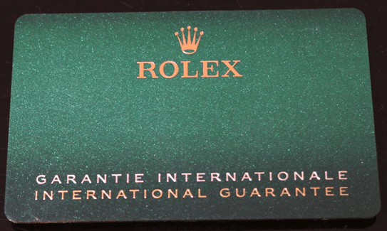 Rolex warranty card 2020 to present