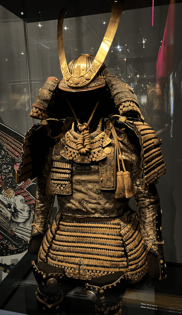 Fifteenth-century Japanese armor for a Samurai archer on display at the British Museum. Photograph by Ashley Innes.