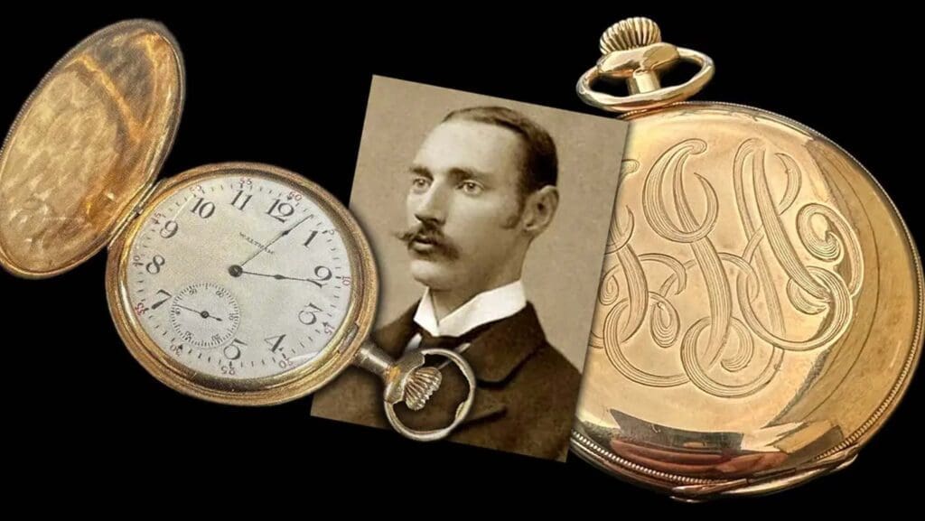 A 14 karat gold full hunter pocket watch by Waltham, with initials JJA to the case sold in 2024 for £1.1 million