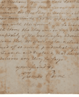 Autograph letter signed by Thomas Paine (Shapero Rare Books)