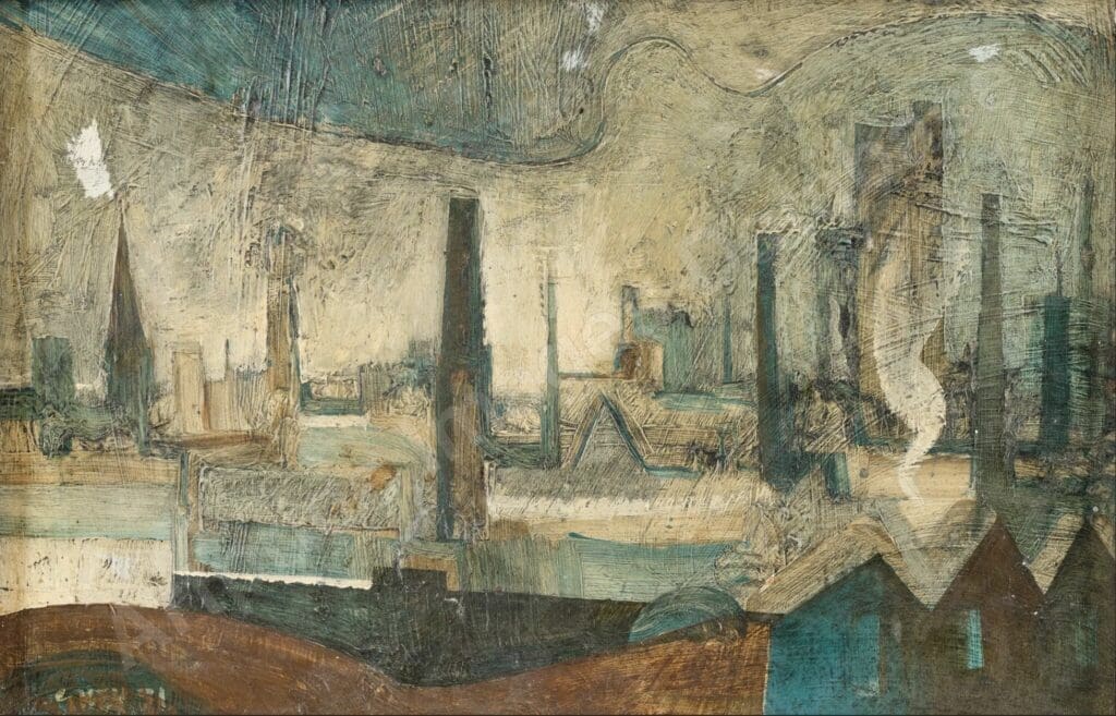 Industrial Cityscape 1971. Sold at auction for £2,000 - almost 7 times it’s low estimate. Insurance value would be approx. £6,000.